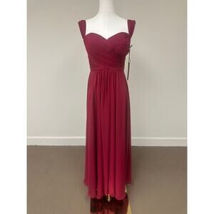 Nicole Miller Red Bridesmaid Bridal Formal Pleated Dress Size XL